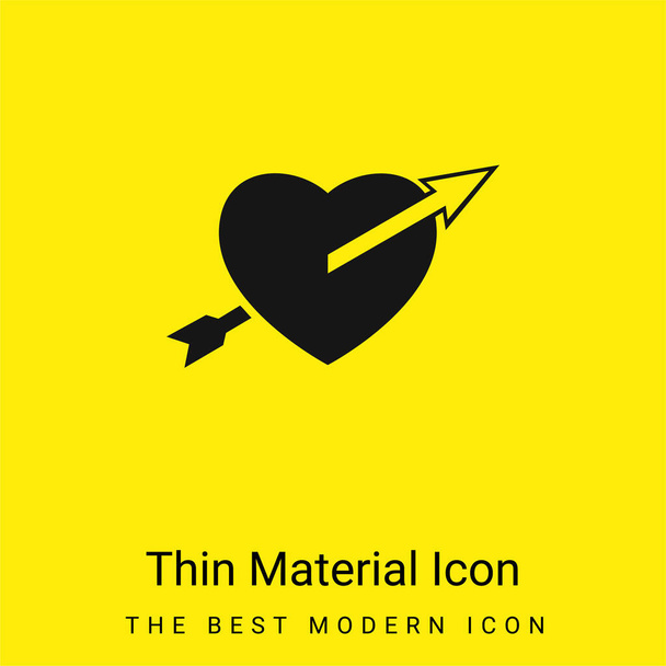 Pijl recht naar het hart minimaal helder geel materiaal icoon - Vector, afbeelding