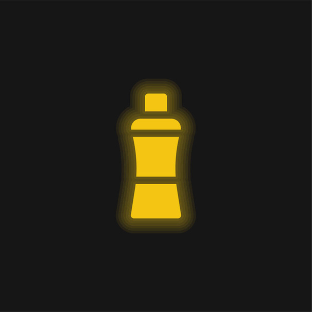 Бутылка воды желтый светящийся неоновый значок - Вектор,изображение