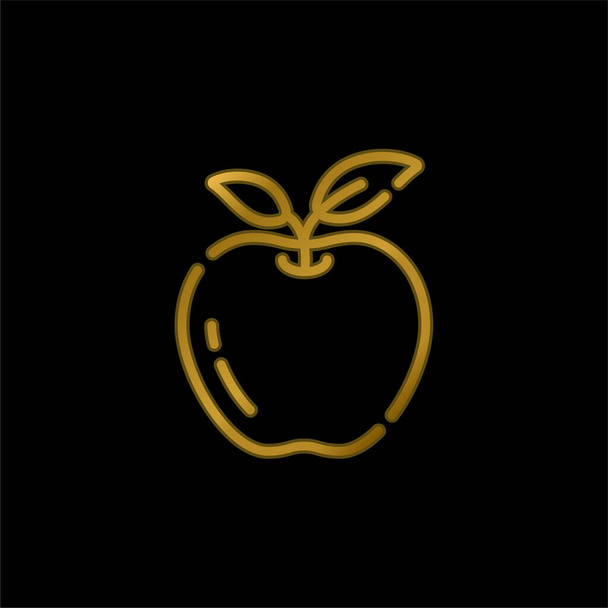 Elma altın kaplama metalik simge veya logo vektörü - Vektör, Görsel