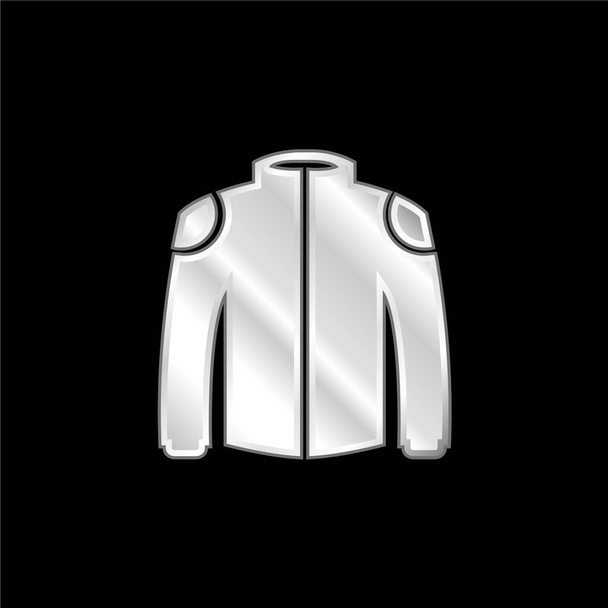 Black Jacket silver plated metallic icon - Vector, Image
