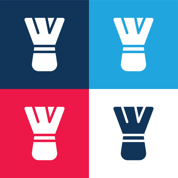 Belleza azul y rojo de cuatro colores mínimo icono conjunto - Vector, Imagen