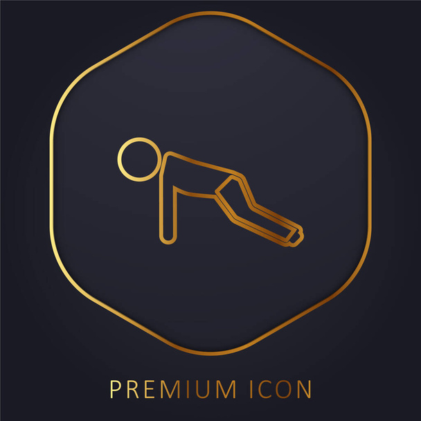 Boy Doing Pushups golden line premium logo or icon - Vector, Image