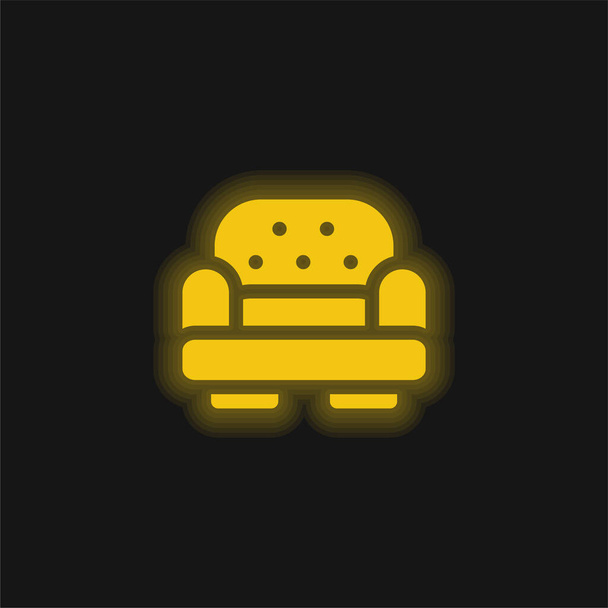 Sillón amarillo brillante icono de neón - Vector, Imagen