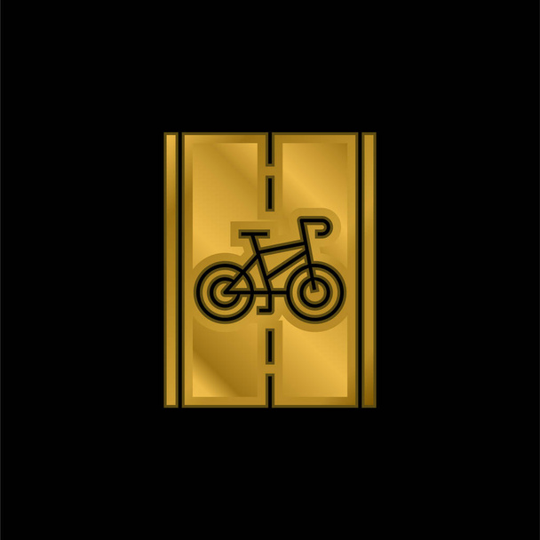 Bisiklet Yolu altın kaplama metalik simge veya logo vektörü - Vektör, Görsel