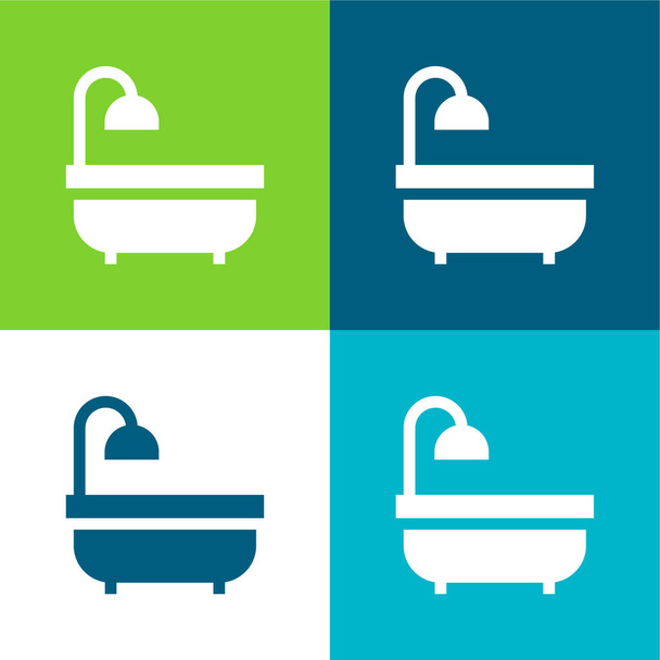 Fürdőkád Lakás négy szín minimális ikon készlet - Vektor, kép