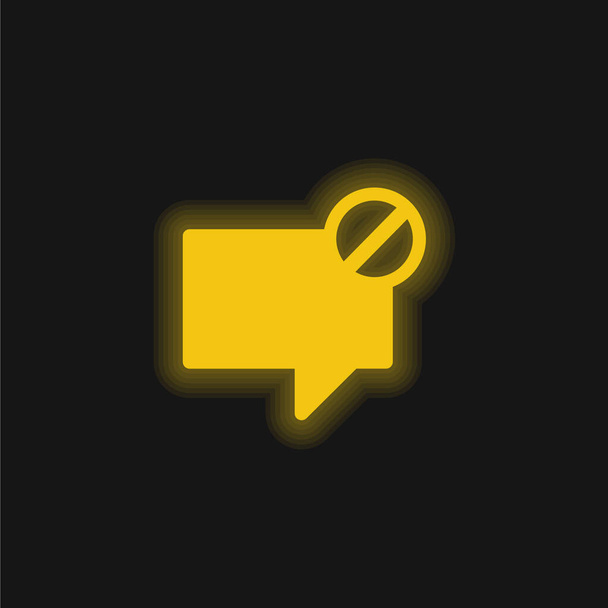 Block Message yellow glowing neon icon - Vector, Image