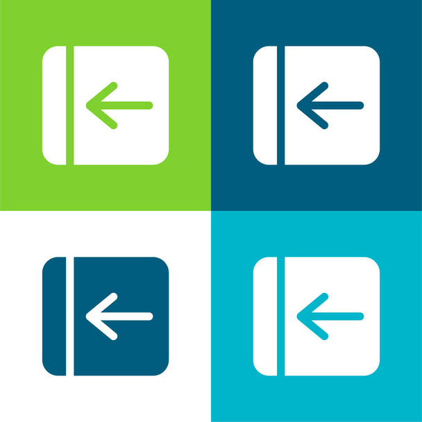Flecha trasera Botón cuadrado sólido Conjunto de iconos mínimo de cuatro colores - Vector, imagen