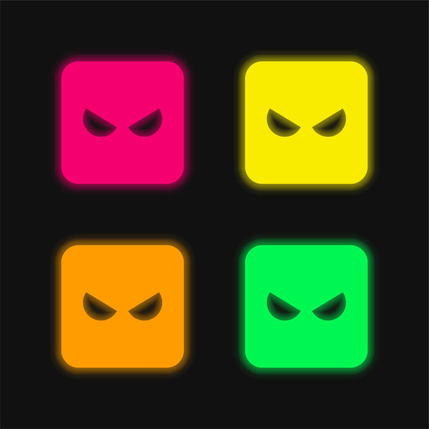 Icona vettoriale al neon incandescente a quattro colori arrabbiata - Vettoriali, immagini