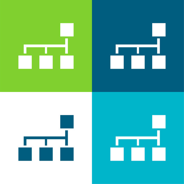 Блоки Схема квадратов и полотна Плоский четырехцветный минимальный набор значков - Вектор,изображение