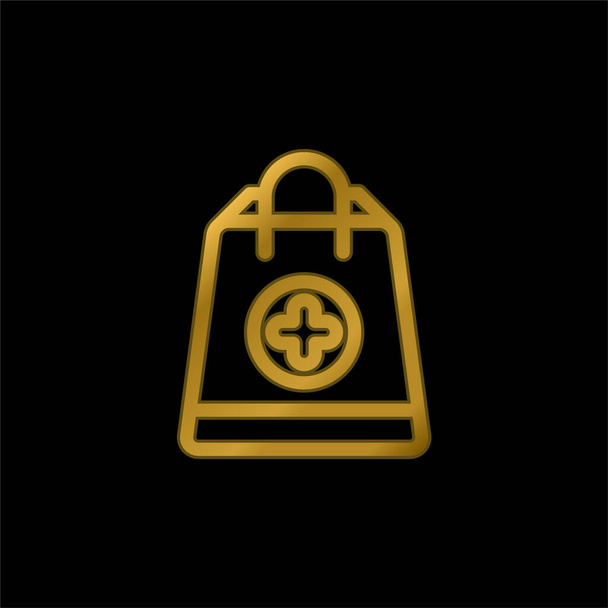 Bag gold plated metalic icon or logo vector - Vector, Image