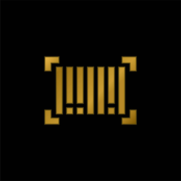 Código de barras chapado en oro icono metálico o logo vector - Vector, Imagen