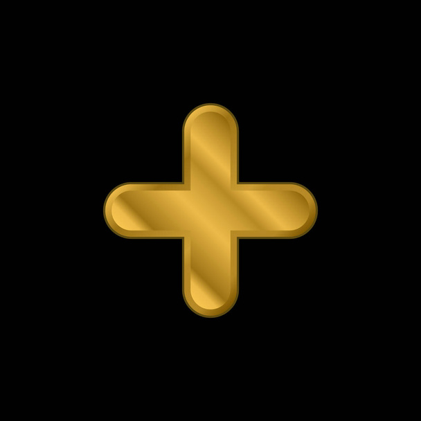 Signe d'addition icône métallique plaqué or ou vecteur de logo - Vecteur, image
