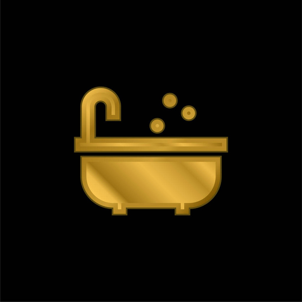 Baño chapado en oro icono metálico o logo vector - Vector, Imagen