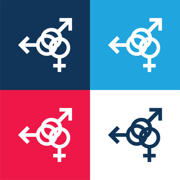 Bisexuell blau und rot vier Farben minimales Symbol-Set - Vektor, Bild