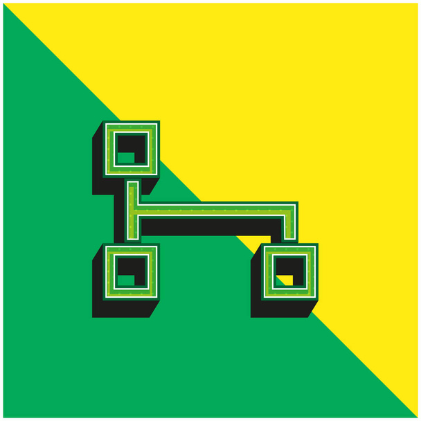 Block Scheme Of Squares Zielone i żółte nowoczesne logo wektora 3D - Wektor, obraz