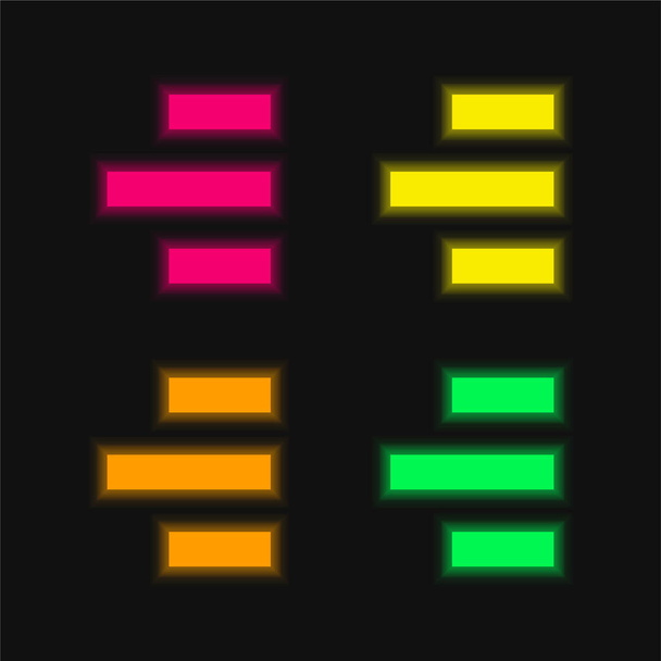Alignment To Right Side four color glowing neon vector icon - Vector, Image