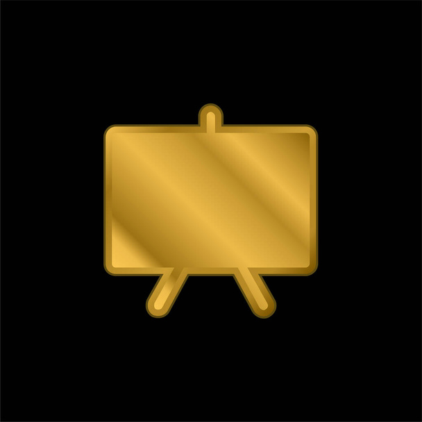 Blackboard gold plated metalic icon or logo vector - Vector, Image
