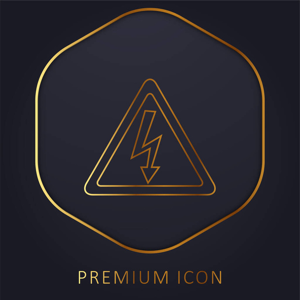 Arrow Bolt Signal Of Electrical Shock Risk In Triangular Shape golden line premium logo or icon - Vector, Image