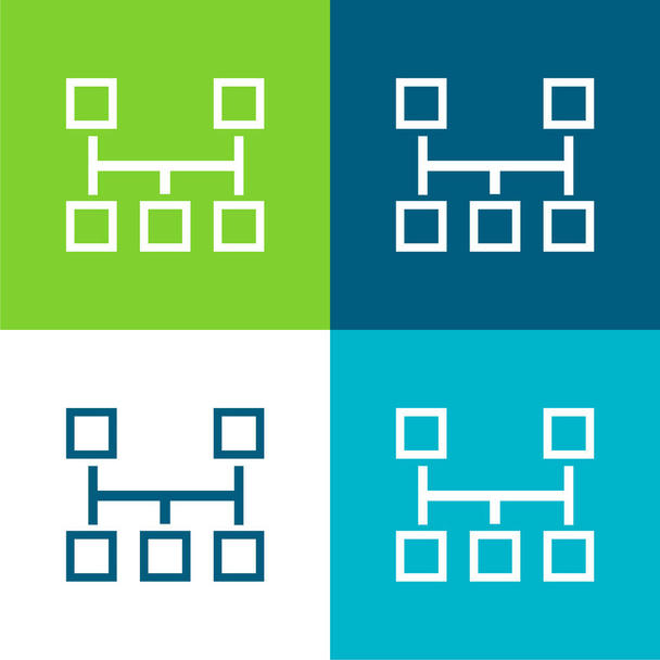 Blokken regeling Vlakke vier kleuren minimale pictogram set - Vector, afbeelding