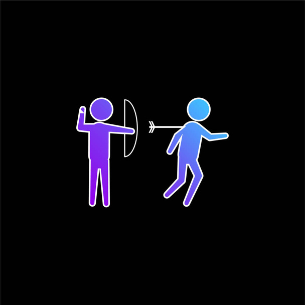 Archer Criminal Hurting A Person For His Back With An Arrow Of An Arch blue gradient vector icon - Vector, Image