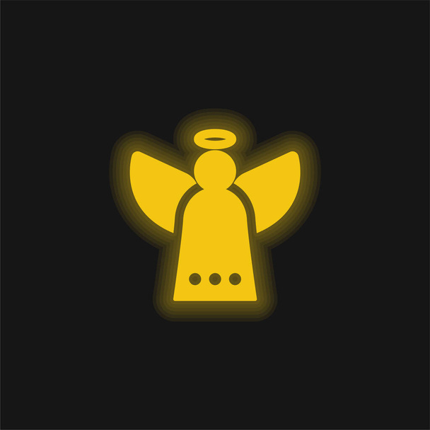Angel geel gloeiende neon pictogram - Vector, afbeelding