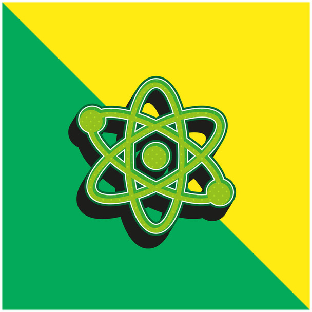 Logo de l'icône vectorielle 3D moderne Atom Green et jaune - Vecteur, image