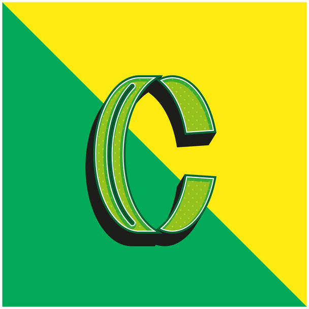 браслет зеленый и желтый современный 3D логотип векторной иконки - Вектор,изображение
