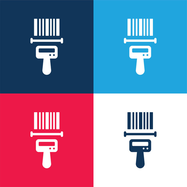 Barcode Reader blu e rosso set di icone minime a quattro colori - Vettoriali, immagini
