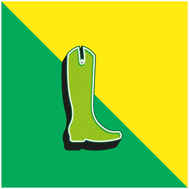 Μπότα ψηλό και μαύρο πράσινο και κίτρινο σύγχρονο 3d διάνυσμα λογότυπο εικονίδιο - Διάνυσμα, εικόνα
