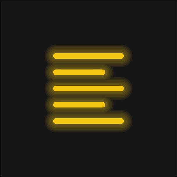 Align Left yellow glowing neon icon - Vector, Image