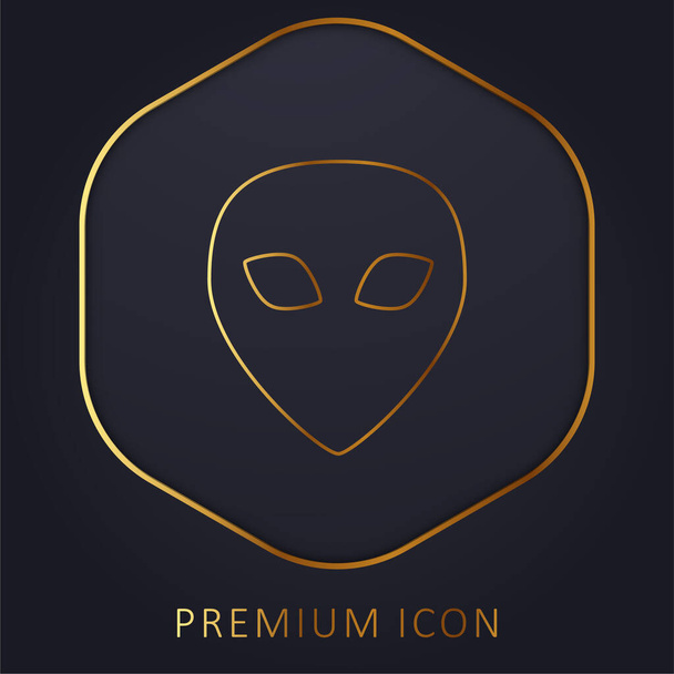 Alien Black Head Shape golden line premium logo or icon - Vector, Image