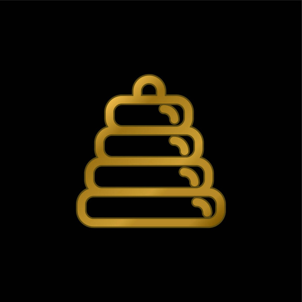 Anillo de bebé Torre chapado en oro icono metálico o logo vector - Vector, imagen