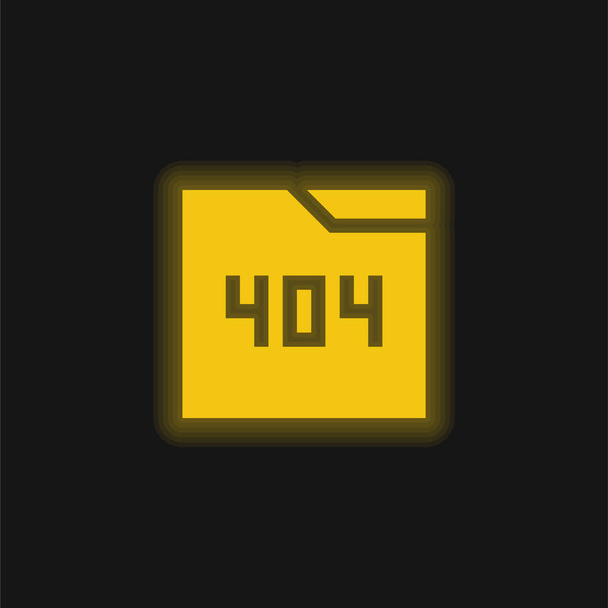 404 жёлтый светящийся неоновый значок - Вектор,изображение
