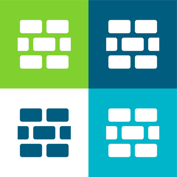 Brickwall Flache vier Farben minimales Symbol-Set - Vektor, Bild