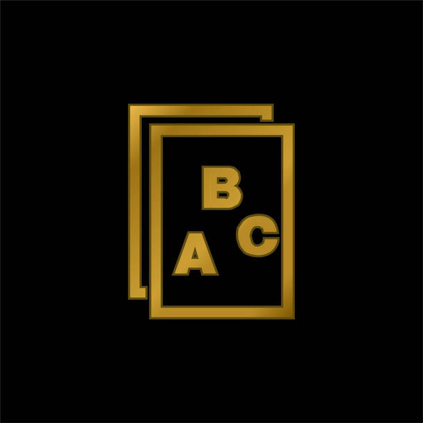 ABC Letters On Paper Interface Symbol vergoldet metallisches Symbol oder Logo-Vektor - Vektor, Bild