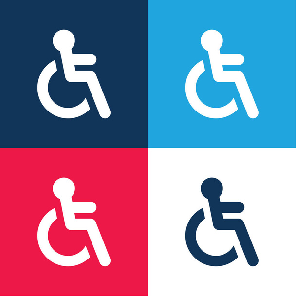 Accesibility σημάδι μπλε και κόκκινο σύνολο τεσσάρων χρωμάτων ελάχιστη εικονίδιο - Διάνυσμα, εικόνα