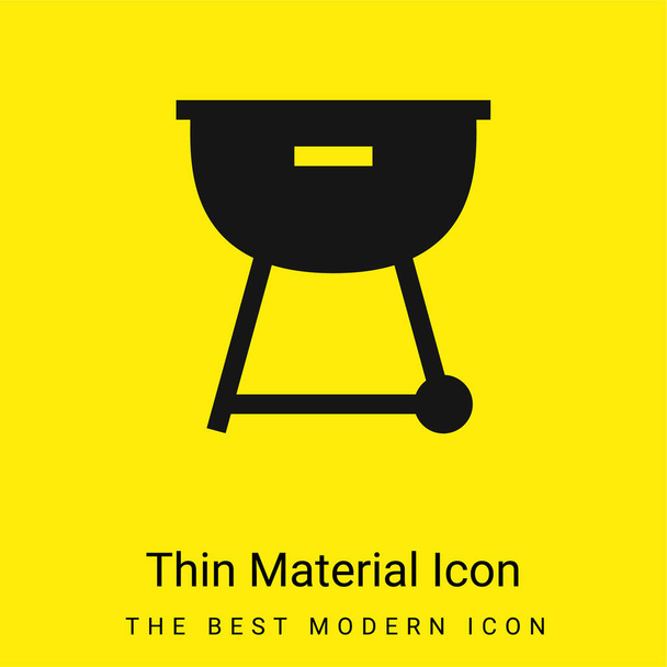 Barbecue minimaal helder geel materiaal icoon - Vector, afbeelding