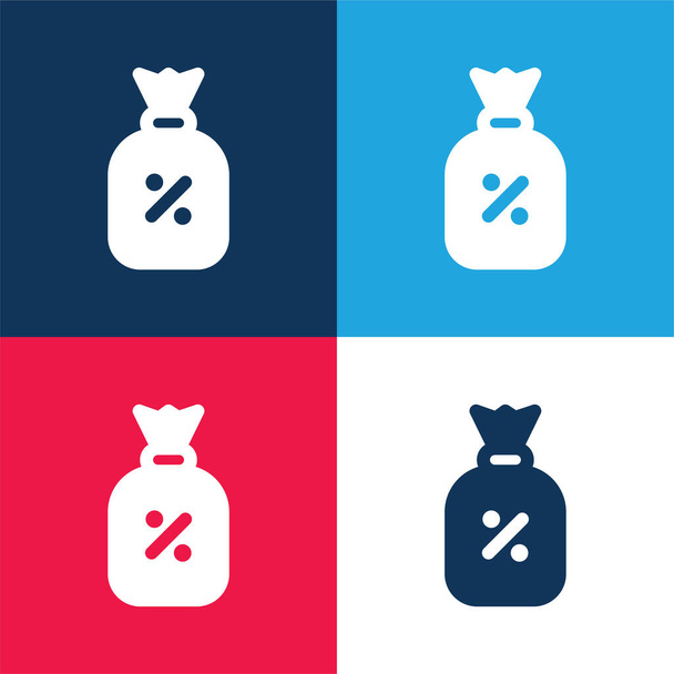 Borsa blu e rosso quattro colori set icona minimale - Vettoriali, immagini