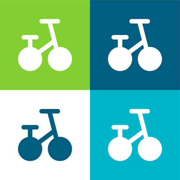 Bicicleta plana de cuatro colores icono mínimo conjunto - Vector, imagen
