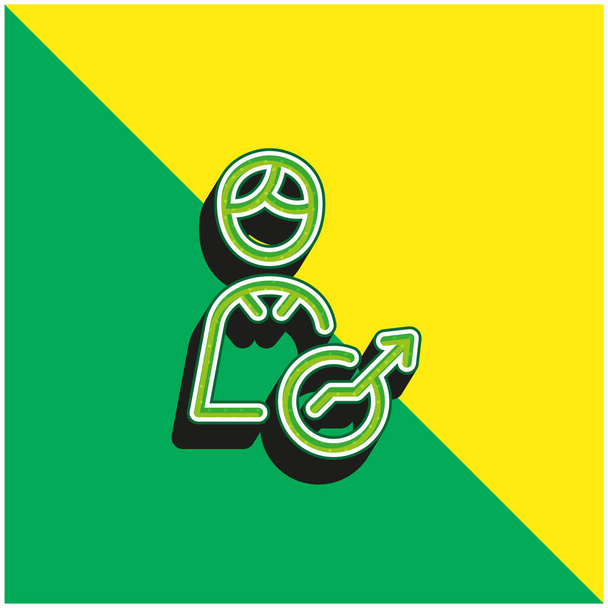 Analist Groen en geel modern 3D vector icoon logo - Vector, afbeelding