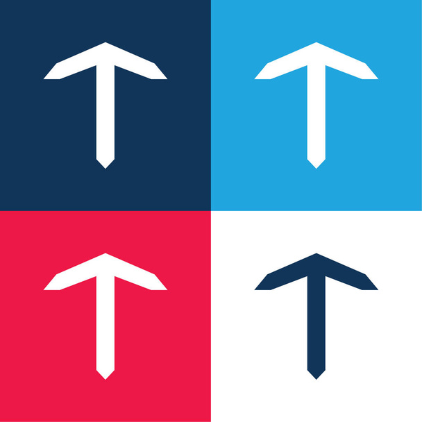 Bootsanker blau und rot vier Farben minimales Symbol-Set - Vektor, Bild