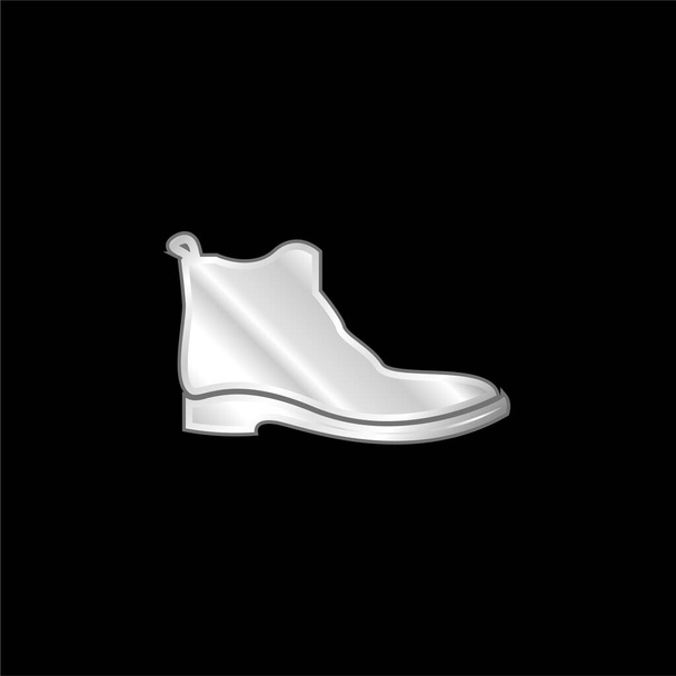 Boot silver plated metallic icon - Vector, Image