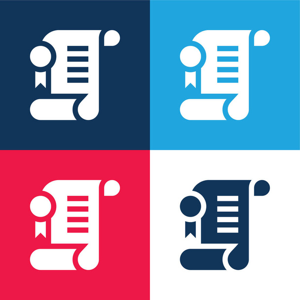 Dohoda modrá a červená čtyři barvy minimální ikona nastavena - Vektor, obrázek