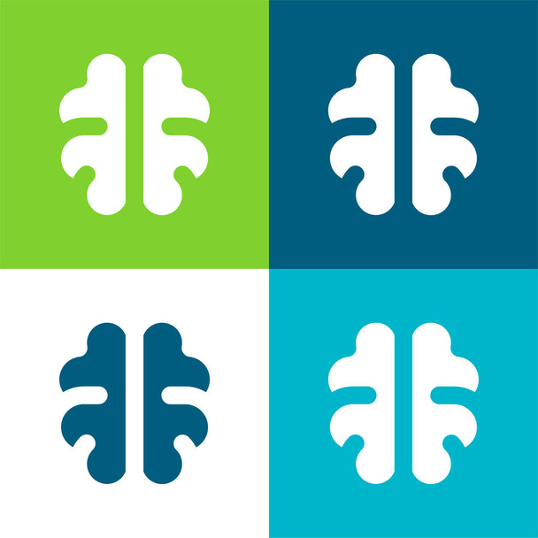 Cerveau plat quatre couleurs minimum jeu d'icônes - Vecteur, image