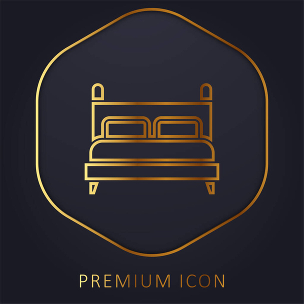 Κρεβάτι χρυσό λογότυπο γραμμή πριμοδότηση ή εικονίδιο - Διάνυσμα, εικόνα