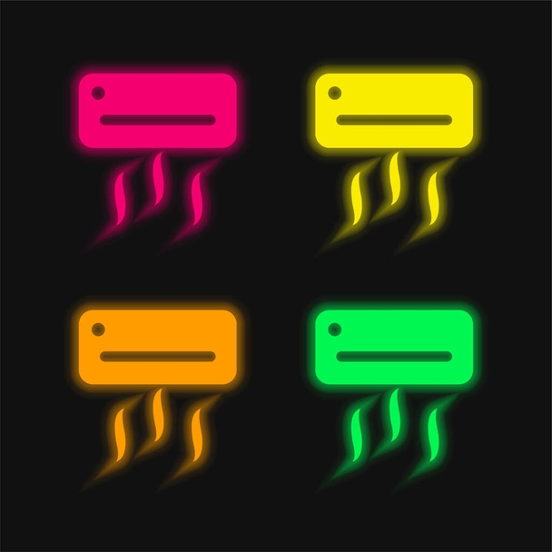 Condição de ar ícone de vetor de néon brilhante de quatro cores - Vetor, Imagem
