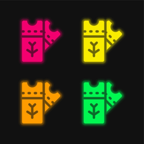 Stravování projít čtyři barvy zářící neonový vektor ikona - Vektor, obrázek