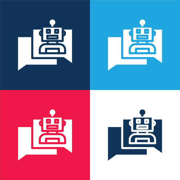 Bot modrá a červená čtyři barvy minimální ikona nastavena - Vektor, obrázek
