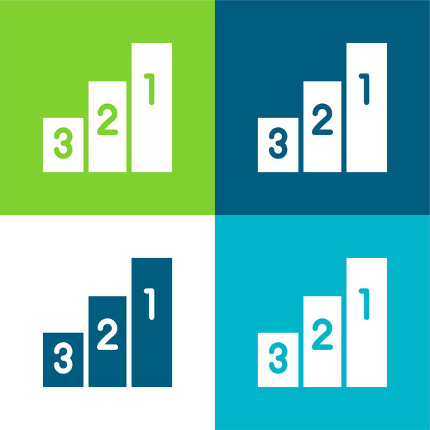 Bar Chart płaski zestaw czterech kolorów minimalny zestaw ikon - Wektor, obraz