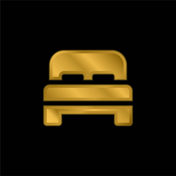 Cama chapado en oro icono metálico o logo vector - Vector, imagen